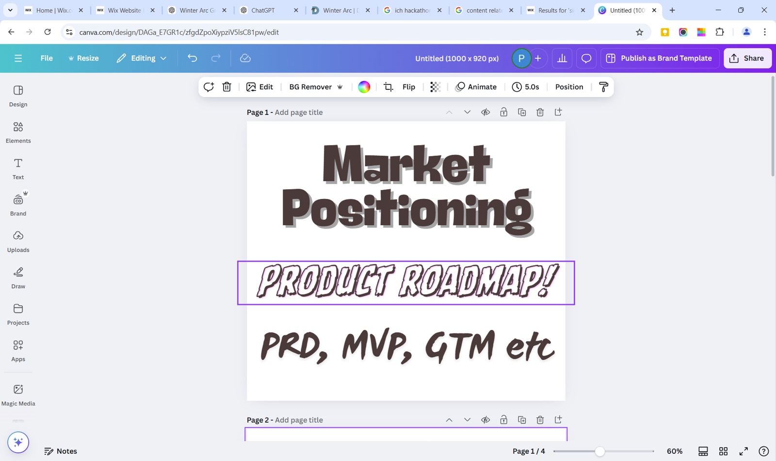 Making the Market Positioning graphic in Canva