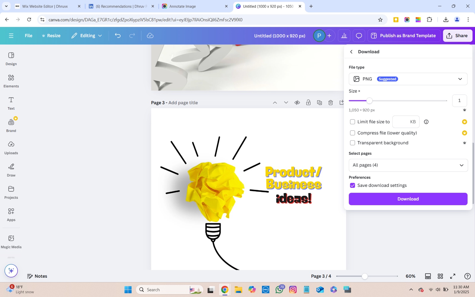 Exporting the Idea Lab graphic from Canva