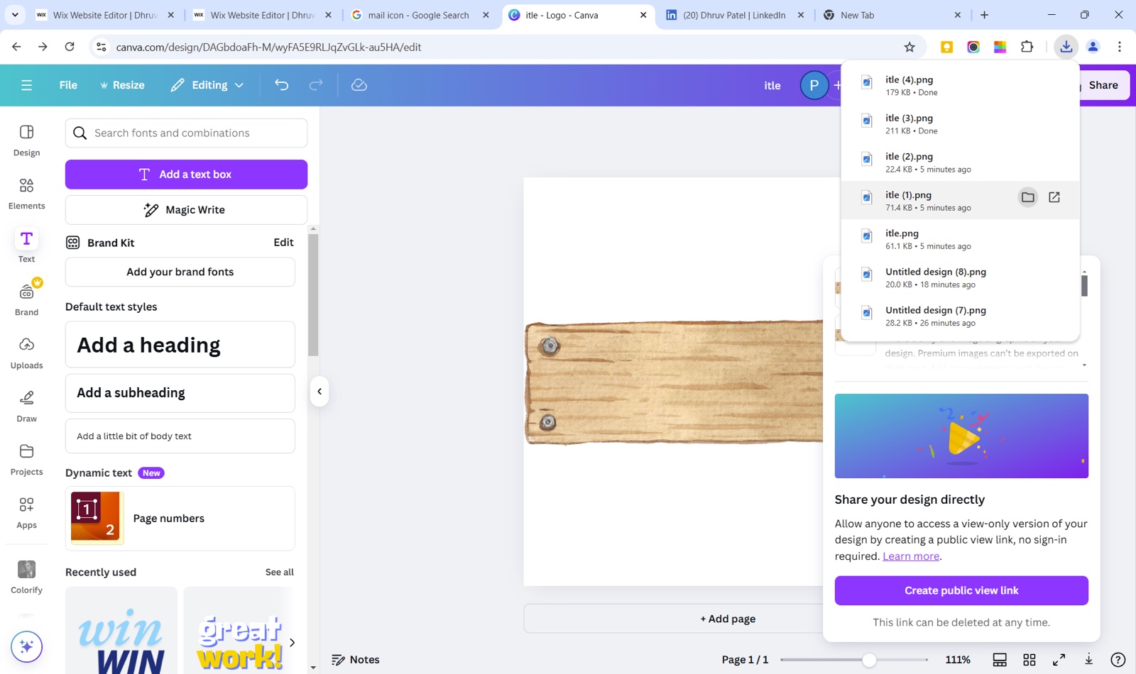 The Wix template the old site started from